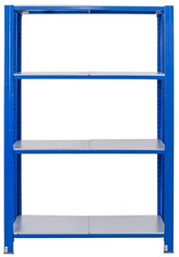 Bezskrutkový kovový regál 250x120x30cm T profil, 4 police