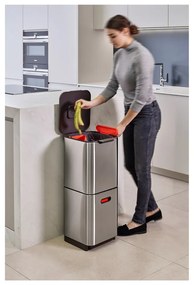 Oceľový odpadkový kôš na triedený odpad v striebornej farbe 40 l Totem Compact – Joseph Joseph