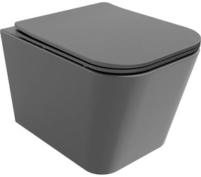 Mexen Teo WC Rimless s WC doskou slim, duroplast, tmavo-šedá matná, 30854071