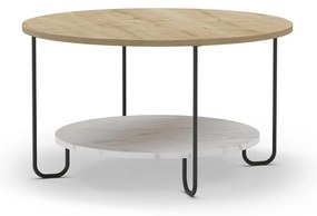 Okrúhly konferenčný stolík s doskou v dubovom dekore v prírodnej farbe ø 80 cm Tonka – Marckeric