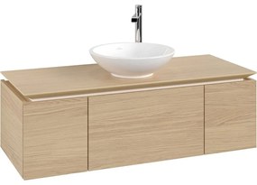 VILLEROY &amp; BOCH Legato závesná skrinka pod umývadlo na dosku (umývadlo v strede), 3 zásuvky, 1200 x 500 x 380 mm, Nordic Oak, B57700VJ