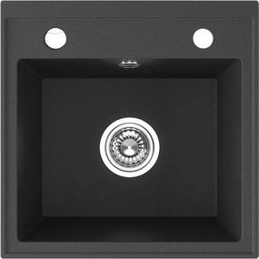 Laveo Trzynastka, 1-komorový granitový drez 440x440x173 mm, čierna škvrnitá, LAV-SBP_710T