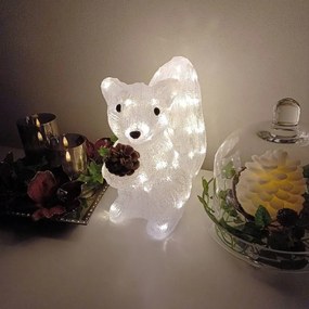 DECOLED Svetelná veverička LED, akryl, 30 cm, teplá biela