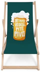 Drevené plážové lehátko Šetrite vodou, pite pivo