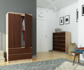 Šatníková skriňa Safwan  (dub sonoma + wenge). Vlastná spoľahlivá doprava až k Vám domov. 1069445