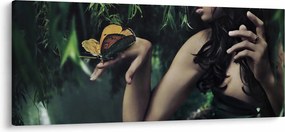 Obraz pôvabnej ženy s motýľom (120x50 cm)