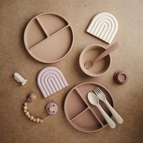 Mushie silikónový tanier s prísavkou - Stone