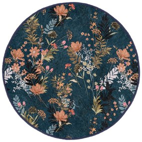 Tmavomodrý prateľný okrúhly koberec vhodný pre robotické vysávače ø 100 cm Comfort – Mila Home