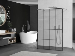 Mexen Kioto, sprchová zástena Walk-In 150 x 200 cm, 8mm sklo čierny vzor, brúsená oceľ profil,  800-150-002-97-77