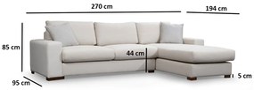 Dizajnová rohová sedačka Bellona 270 cm béžová - pravá