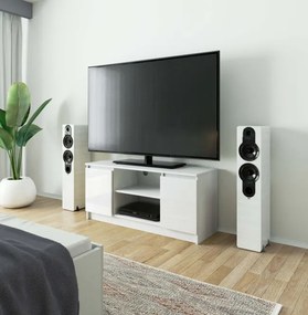Stolík pod TV RTV 120 2D 1P biely, lesk