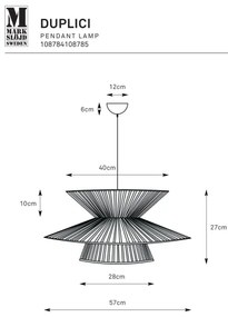 Markslöjd 108784 - Luster na lanku DUPLICI 1xE27/40W/230V čierna/bambus