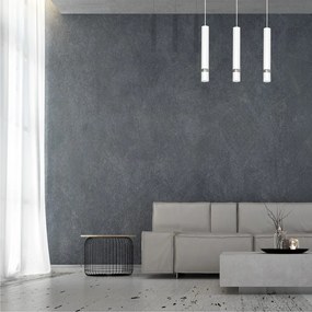 Závesné svietidlo Joker, 3x biele kovové tienidlo, w/ch