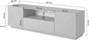 RTV skrinka s zásuvkou Asha 167 cm - dub artisan / matný riviera kameň