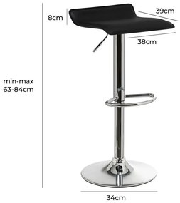 Čierne čalúnené barové stoličky v súprave s nastaviteľnou výškou 2 ks (výška sedadla 63 cm) – Casa Selección