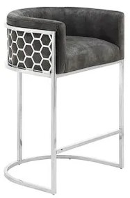Barová stolička Elegance 47504 Zamat - Šedá - Komfort-nábytok