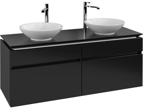 VILLEROY &amp; BOCH Legato závesná skrinka pod dve umývadlá na dosku, 4 zásuvky, 1400 x 500 x 550 mm, Black Matt Lacquer, B59200PD