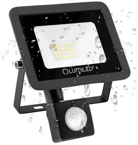 LED reflektor ZUNA 20W 1800lm 4000K IP44 Black Senzor pohybu LUMILED