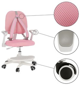 Tempo Kondela Rastúca stolička s podnožou a trakmi, ružová/biela, ANAIS