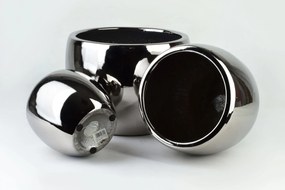 Sada 3 ks keramických květináčů NEVA SILVER XIII stříbrná