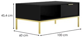 Konferenční stolek Austin 100 cm černá/zlatá