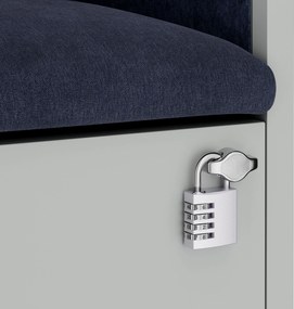 Akustická kabína SALLY MentalBox 600 mm – sivý korpus, tmavomodré sedadlo