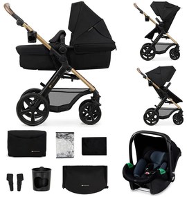 KINDERKRAFT - Kombinovaný kočík 3v1 MOOV 2 Pure black + autosedačka MINK PRO