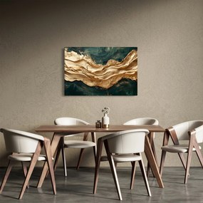 Obraz - Zelená abstrakcia so zlatom II. (90x60 cm)