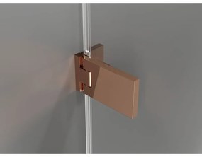 Mexen Lunar-F, ľavé sklápacie sprchové dvere 60 cm, 8mm číre sklo, ružové zlato profil, 836-060-000-60-00-L