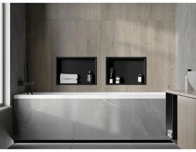 Mexen X-Wall-R, polička na zapustenie na obklad s golierom 45 x 30 cm, čierna matná, 1970453010