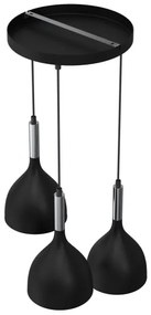 Luster na lanku NOAK 3xE27/15W/230V čierna/chróm