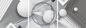 Geometrický abstraktný obraz (s hodinami) (90x30 cm)