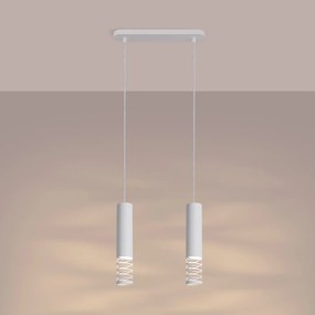 Závesné svietidlo Lami, 2x biele kovové tienidlo