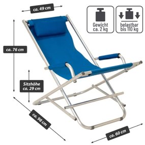 Skladacia stolička, hliníková, modrá