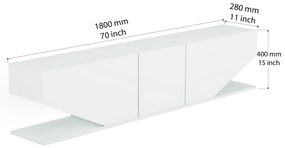 Dizajnový TV stolík Gagenia 180 cm biely
