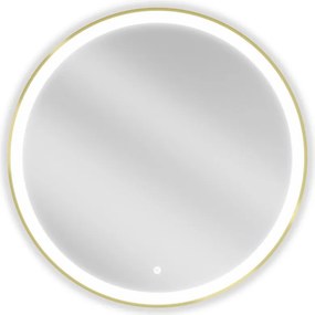 Mexen Esso, okrúhle LED podsvietené kúpeľňové zrkadlo 80 cm, 6000K, vykurovacia podložka proti zahmlievaniu, zlatý rám, 9825-080-080-611-50