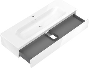Mexen Orio, kúpeľňová skrinka 140 cm s umývadlom Vela, 1 zásuvka, biela lesklá, 91A10-14023-1-BF00-W23M00
