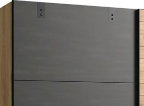 Šatník s posuvnými dverami Detroit, 250 cm, doskový dub / antracitová oceľ