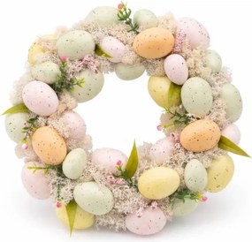 DECOLED Veľkonočný veniec na dvere 30 × 30 × 8 cm, plný vajec, plastový, vonkajší