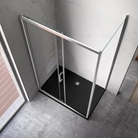 BPS-koupelny Obdĺžnikový sprchovací kút HYD-OK104C 120x90 chróm/transparent + vanička HYD-OSV-ST04C čierna