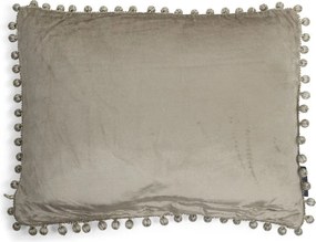 Hnedo šedý vankúš s lemom s guličkami - 35 * 45 * 10cm