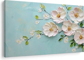 Obraz - Kvietky na modrom pozadí (90x60 cm)