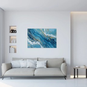 Obraz - Bledomodrý mramor so zlatom II. (90x60 cm)