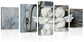 5-dielny obraz sošky anjelikov na lavičke Varianta: 100x50