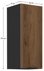 Horná kuchynská skrinka Monzesa 30 G 72 1F (orech okapi + čierna) . Vlastná spoľahlivá doprava až k Vám domov. 1096966