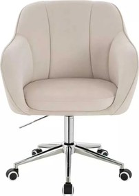 LuxuryForm DESIGN Stolička AVOLA VELUR na striebornej podstave s kolieskami - krémová