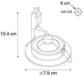 Sada 6 moderných zapustených bodových svetiel zlatá okrúhla IP44 - Xena