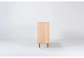 Nízka komoda z dubového dreva v čierno-prírodnej farbe 176x100 cm Fina - Gazzda