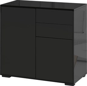 HOMCOM Komoda s zásuvkou, 2 dvierkami na stlačenie, úložná skrinka s nastaviteľnou policou, skriňa so zásuvkami do kuchyne, obývacej izby 79 x 36 x 74