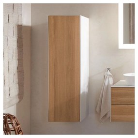 DURAVIT White Tulip závesná polovysoká skrinka, 1 dvierka, pánty vľavo, 400 x 360 x 1320 mm, dub prírodný masív/taupe matná, WT1332LH560